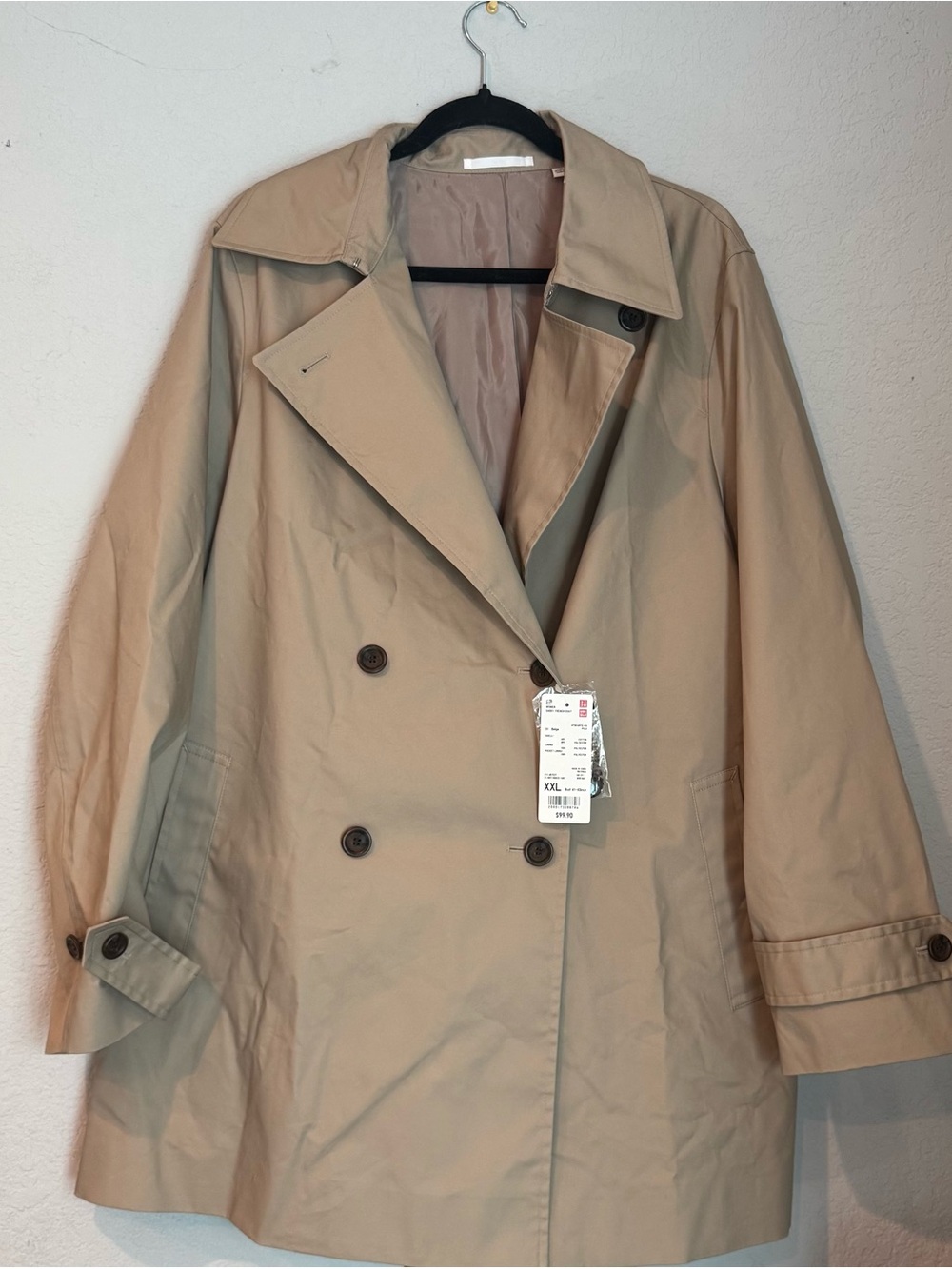 Uniqlo Women's Double-Breasted Trench Coat - Tan